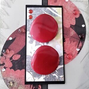 Retro Big Bold Shiny Red Earrings for Pierced Ears - 80s Throwback Fashion